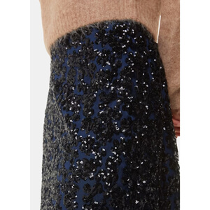 Whistles Black Floral Sequin Midi Skirt